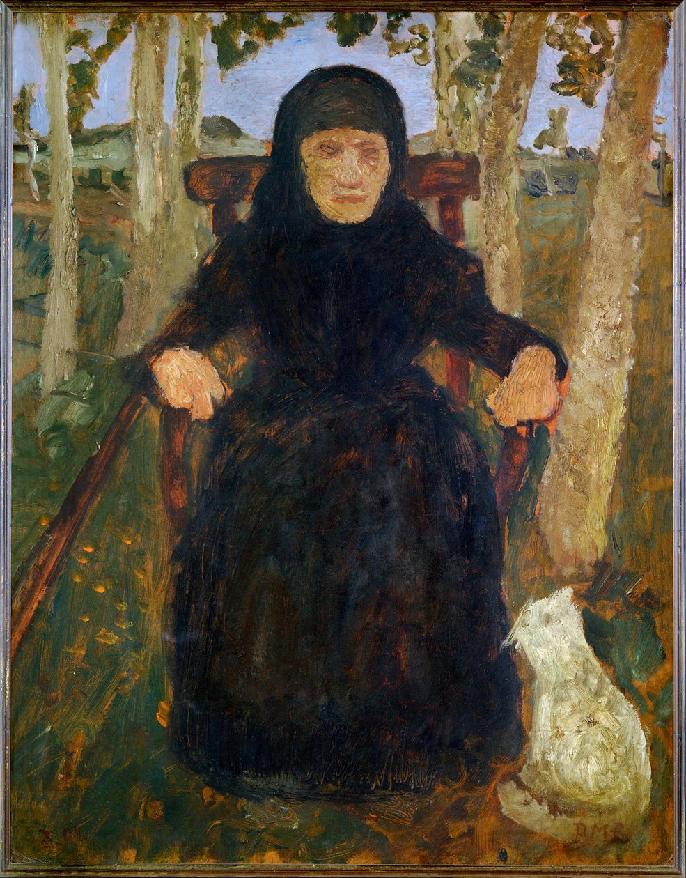 Alte Frau, sitzend, mit Katze von Paula Modersohn-Becker
