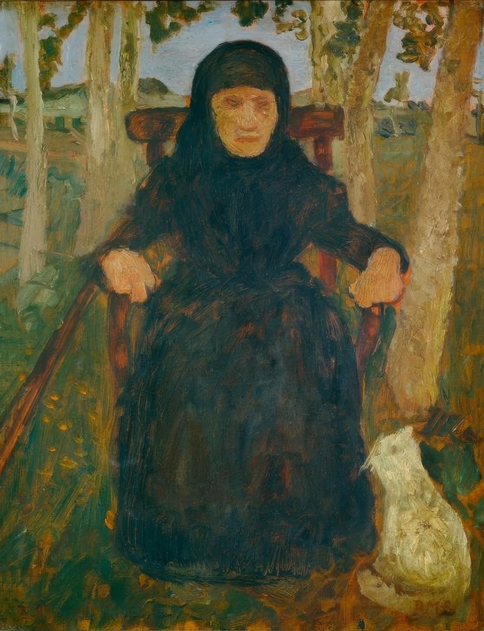 Sitzende Alte mit Katze von Paula Modersohn-Becker