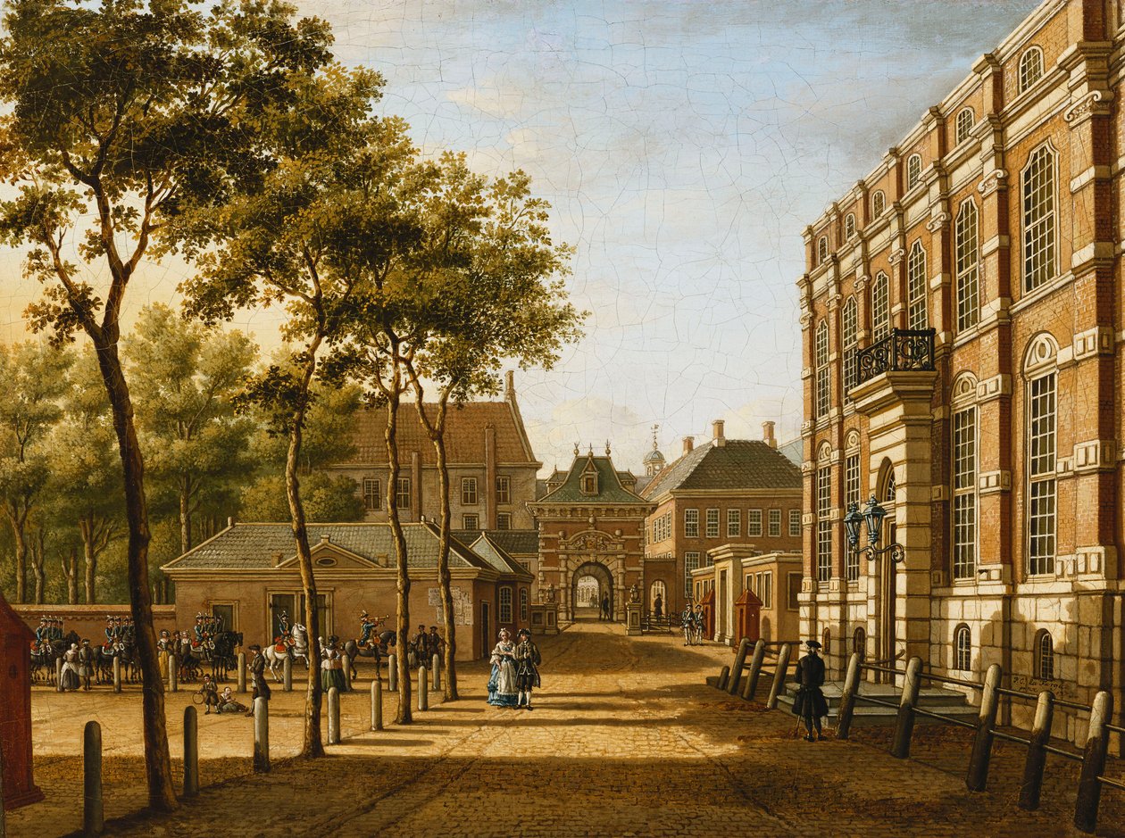 Den Haag: das Mauritspoort und das Binnenhof über den Plein gesehen von Paulus Constantijn la Fargue