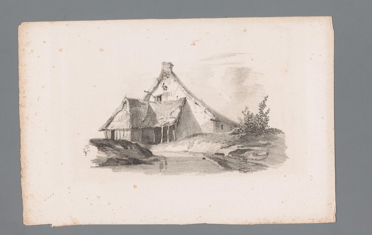 Ansicht eines Hauses in einer Hügellandschaft von Paulus Lauters