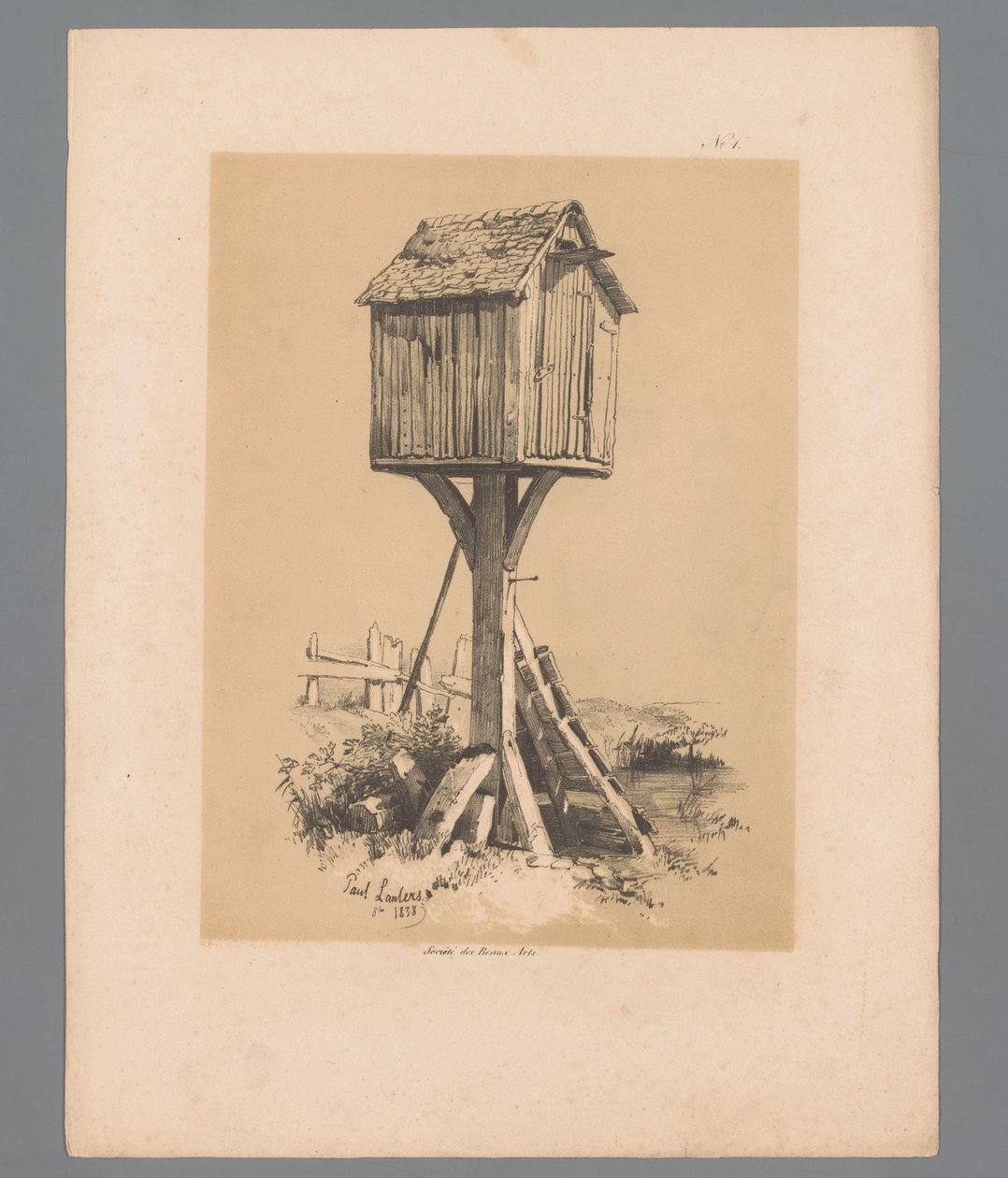 Landschaft mit Taubenschlag von Paulus Lauters