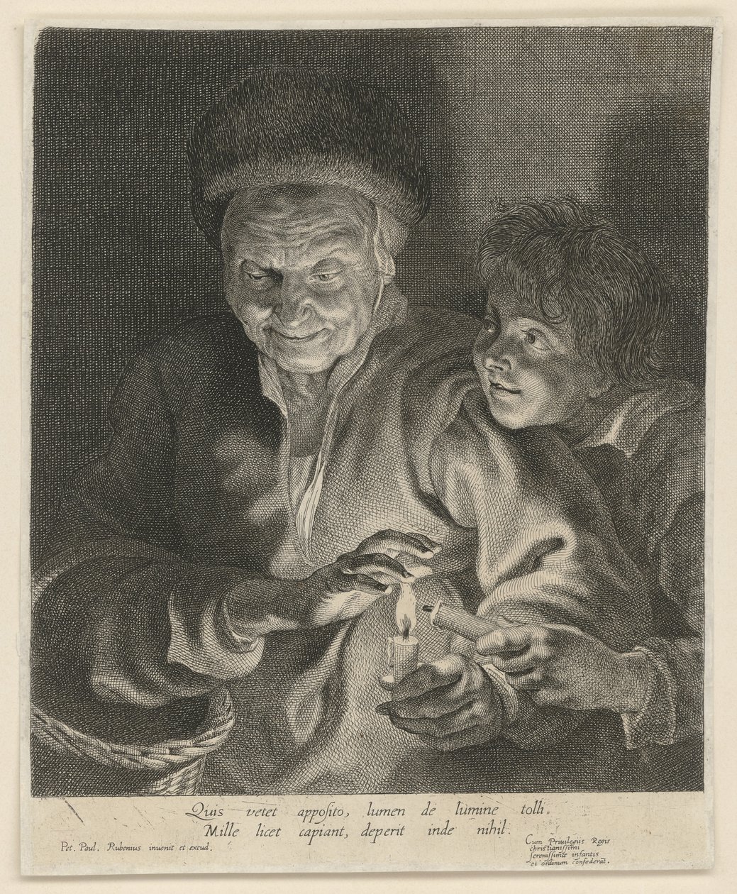 Alte Frau und Junge mit Kerze von Paulus Pontius