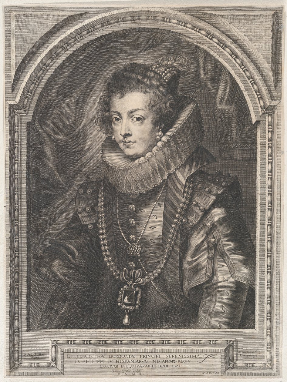 Porträt von Elisabeth von Bourbon, Königin von Spanien, 1632 von Paulus Pontius