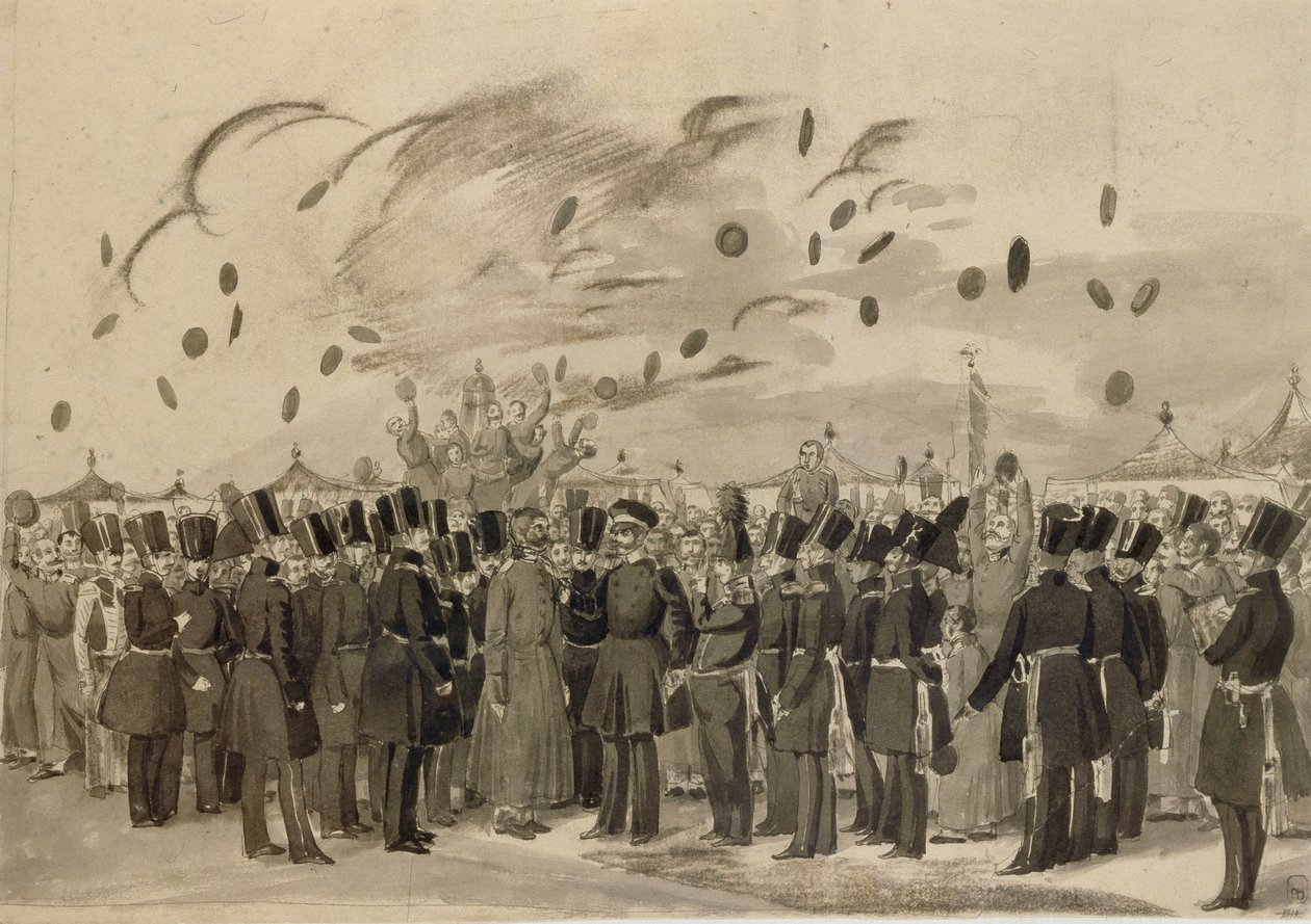 Großherzog Michail Pawlowitsch besucht das Lager des Leibgarderegiments Finnland am 8. Juli 1837 von Pavel Andreevich Fedotov