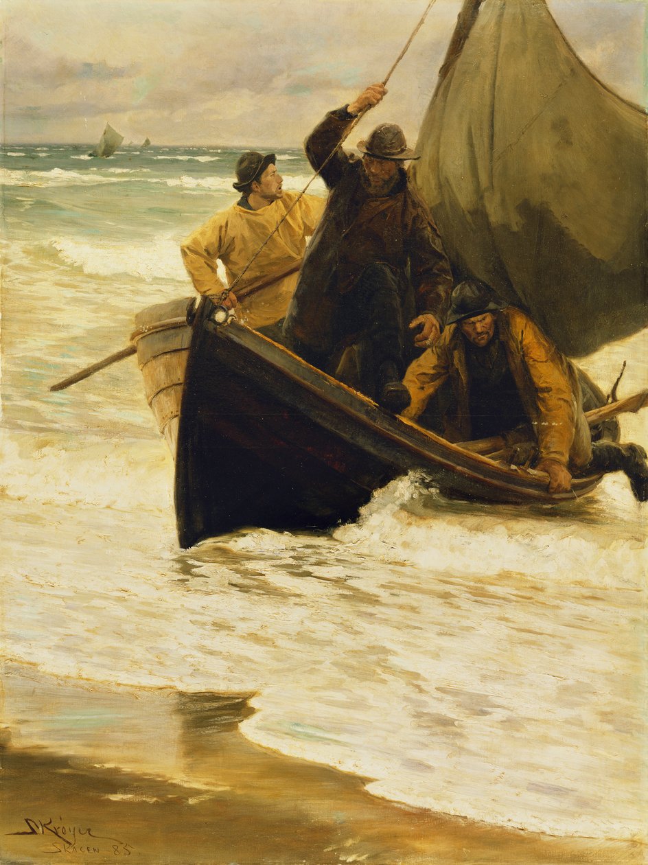 Fischer kehrt nach Hause zurück, Skagen, 1885 von Peder Severin Krøyer