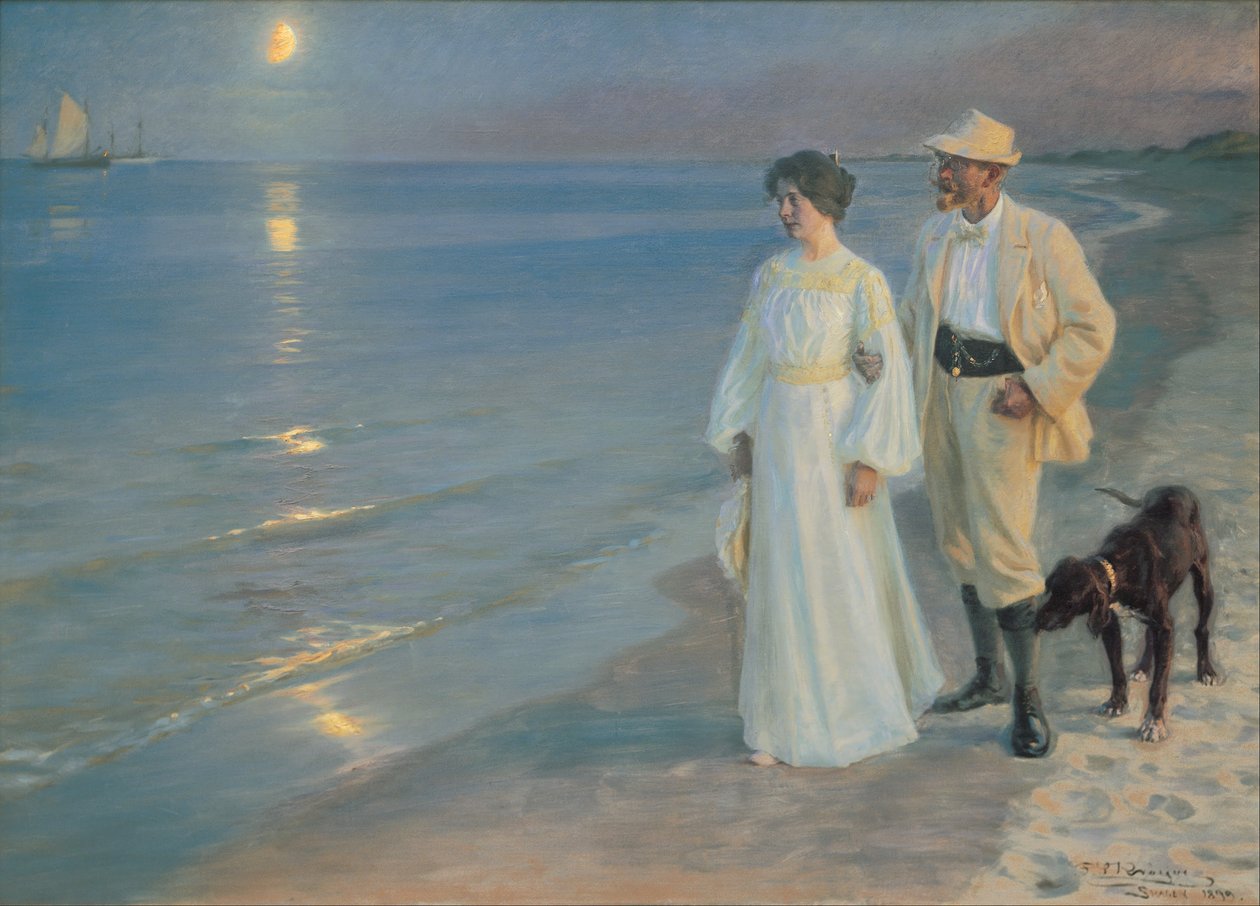 Sommerabend am Strand von Skagen. Der Maler und seine Frau von Peder Severin Krøyer