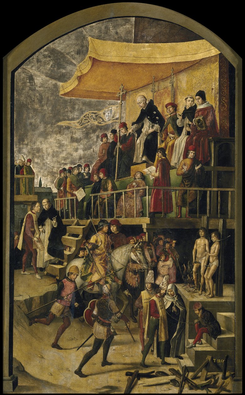 Der heilige Dominikus leitet ein Auto-da-fé, ca. 1495 von Pedro Berruguete