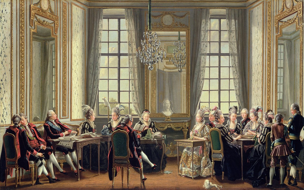 Gespräch im Drottningholms Palast, 1779 von Pehr Hilleström