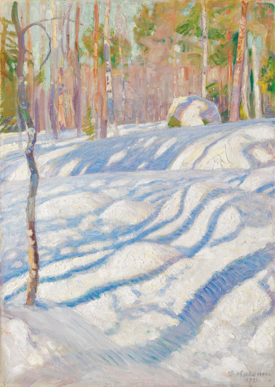Sonnenbeschienene Winterlandschaft von Pekka Halonen