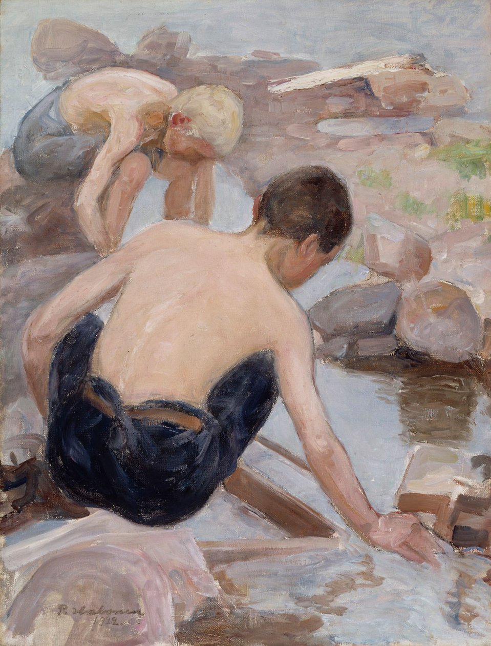 Zwei Jungen am Ufer von Pekka Halonen