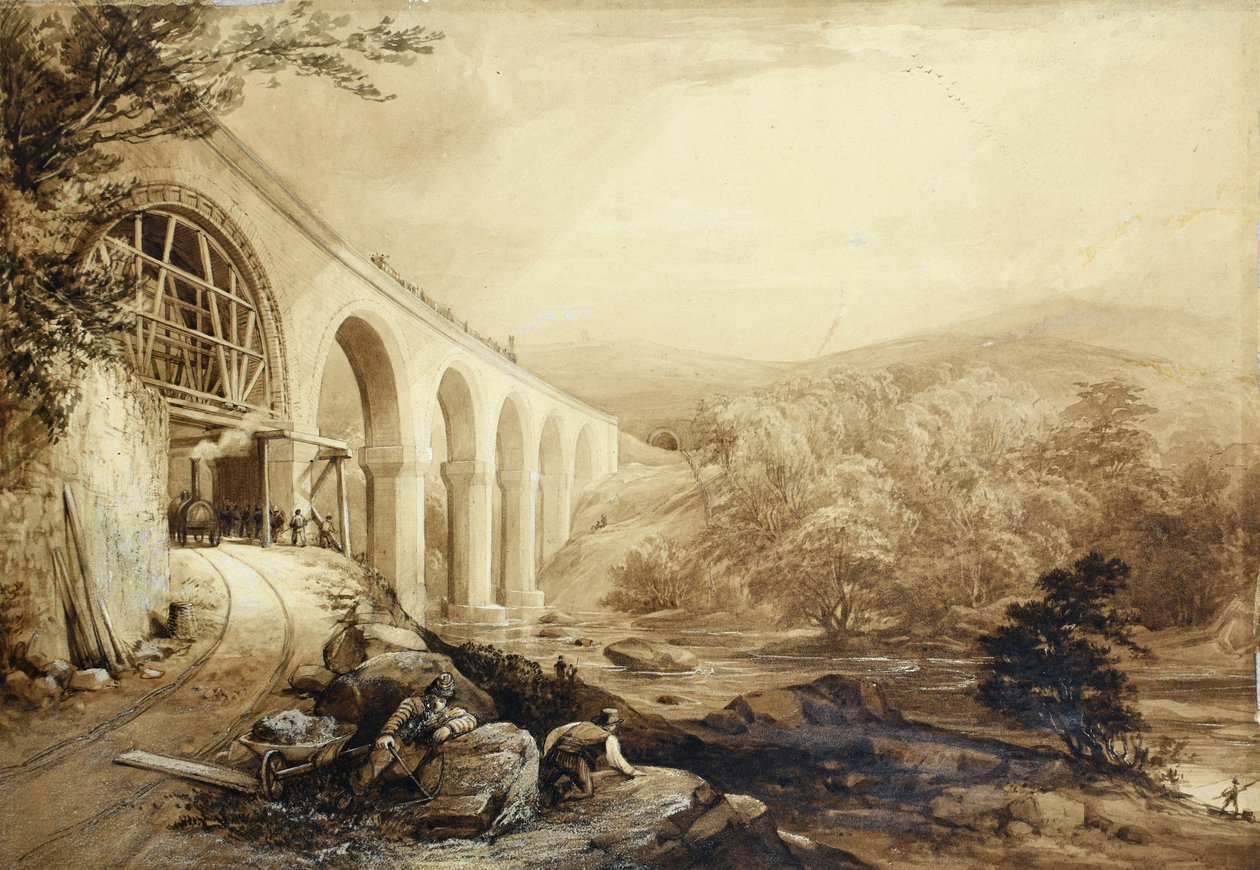 Quakers Yard Viadukt, um 1840 von Penry Williams