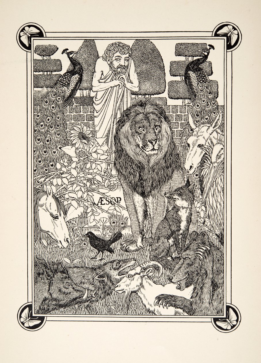 Frontispiz, aus Hundert Fabeln von Äsop, veröffentlicht 1903 von Percy J. Billingshurst