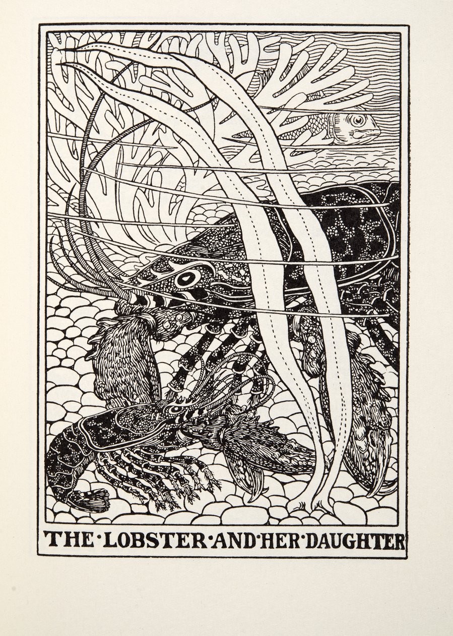 Der Hummer und ihre Tochter, aus Fontaine Fabeln, veröffentlicht 1905 von Percy J. Billingshurst