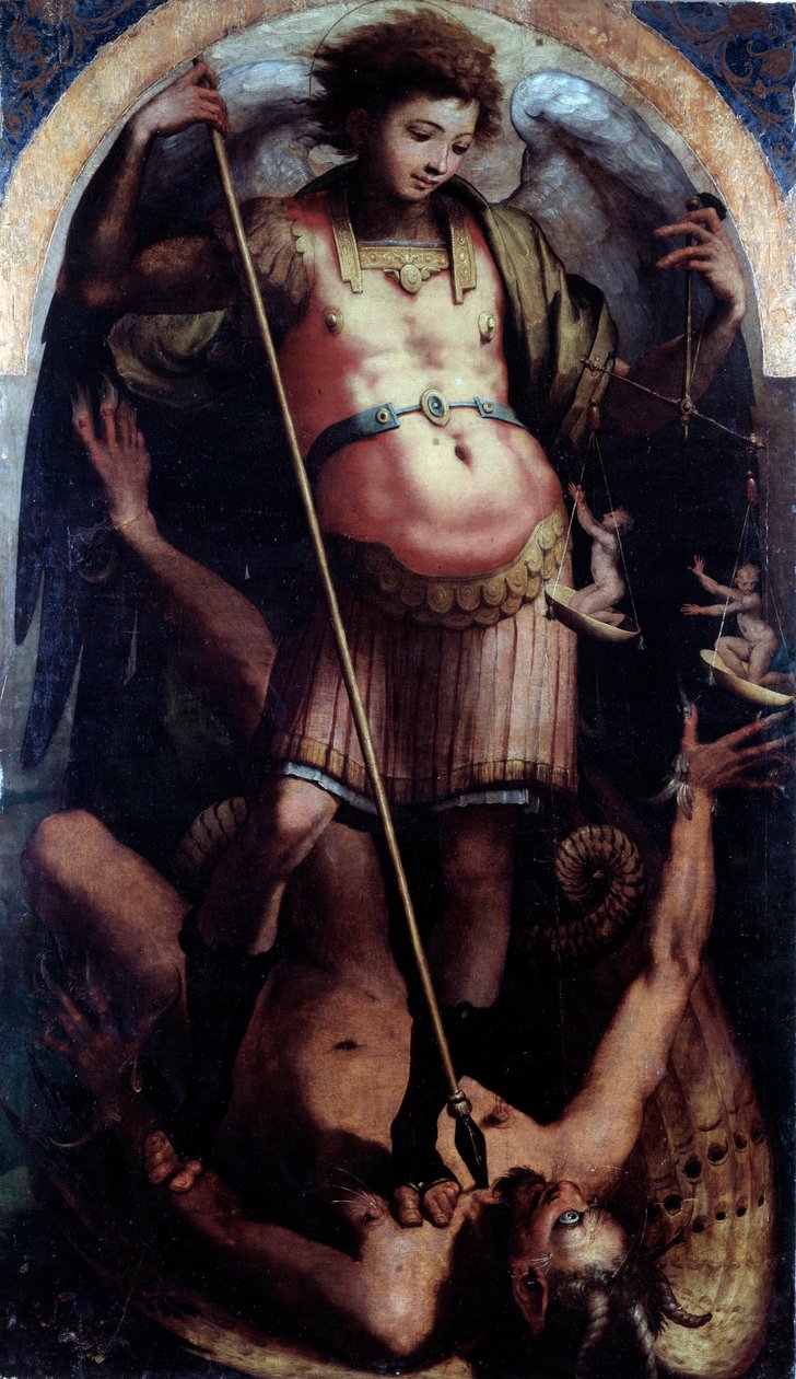 St. Michael, zentrales Panel (um 1535) von Perino del Vaga