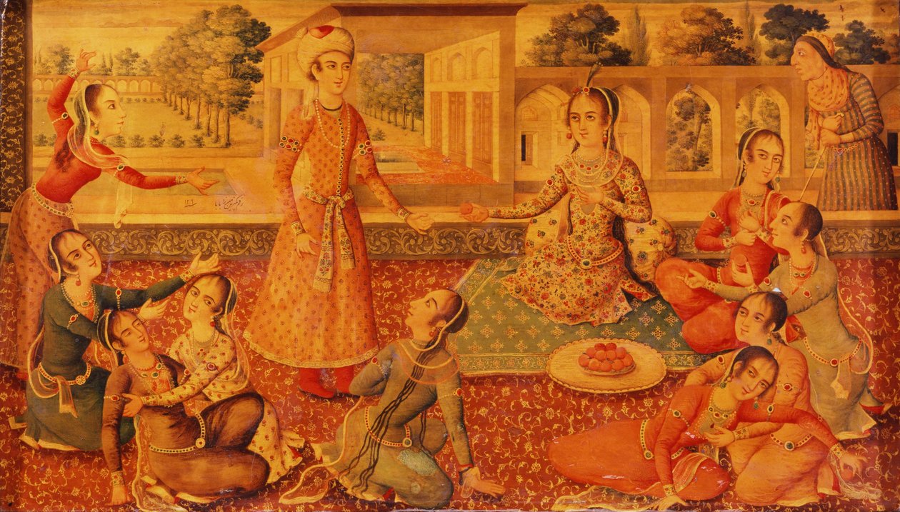 Ein spätes Zand lackiertes Pappmaché-Kästchen, ca. 1794-95 von Persian School