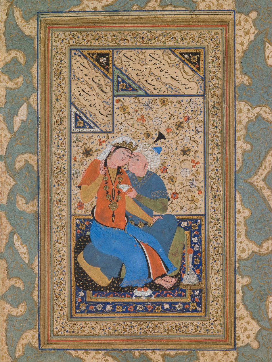 Paar im liebevollen Gespräch, Safawiden-Periode von Persian School