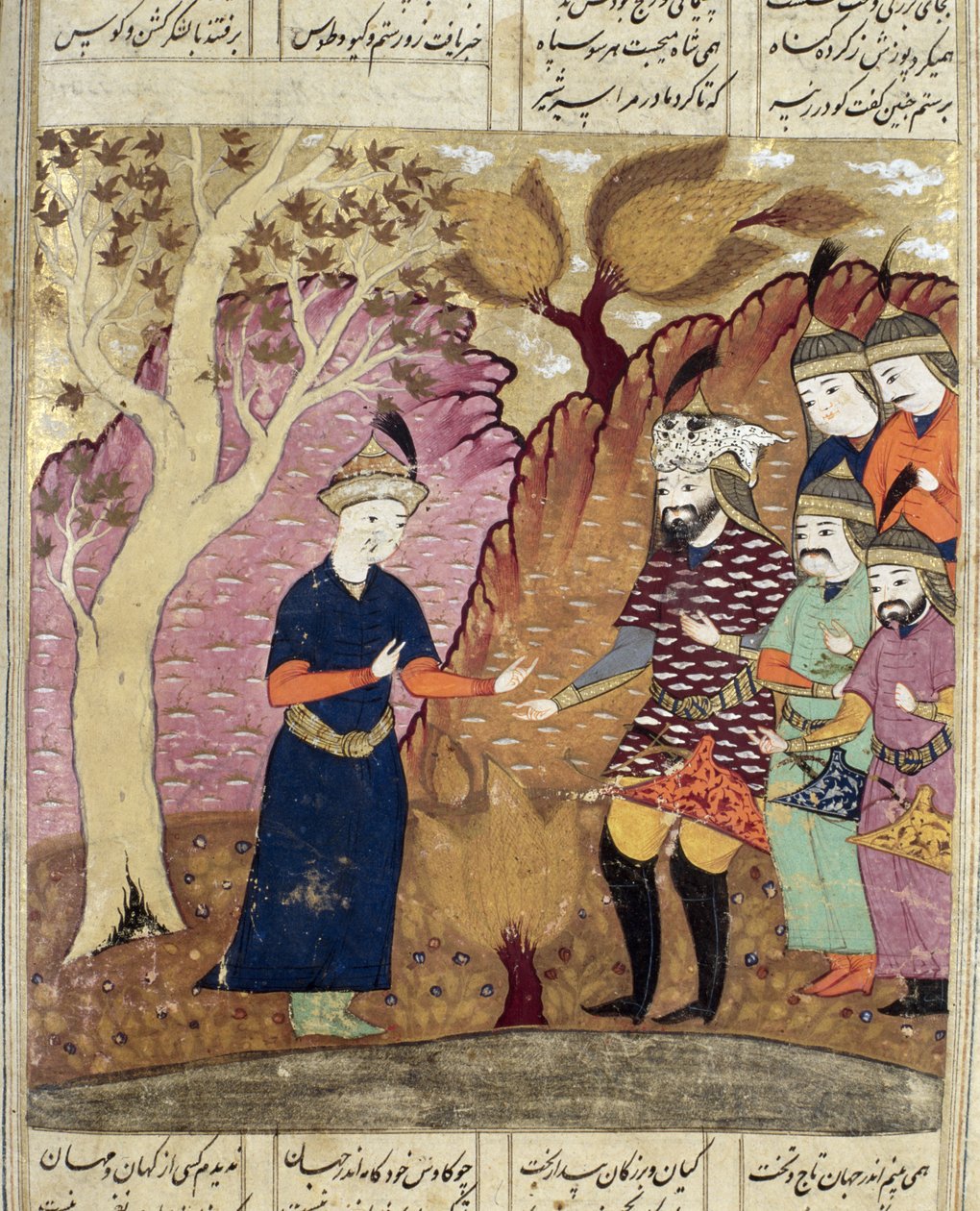 Ritter finden den gefallenen Kawus, Illustration aus dem Shahnama (Buch der Könige) von Abul-Qasim Manur Firdawsi von Persian School