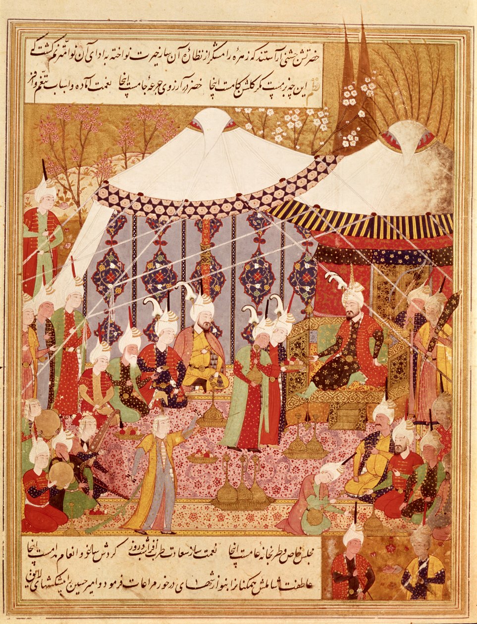 Or.1359 fol. 35 v. Sultan Bayazid von Timur gefangen genommen, 1402 aus dem Zafarnama 1533 von Persian School