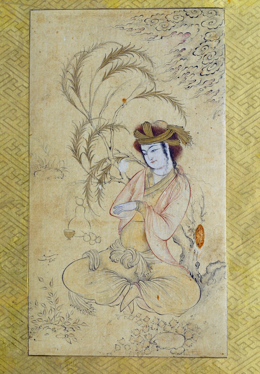 Persische Kunst: Junger Mann unter einer Weide von Persian School