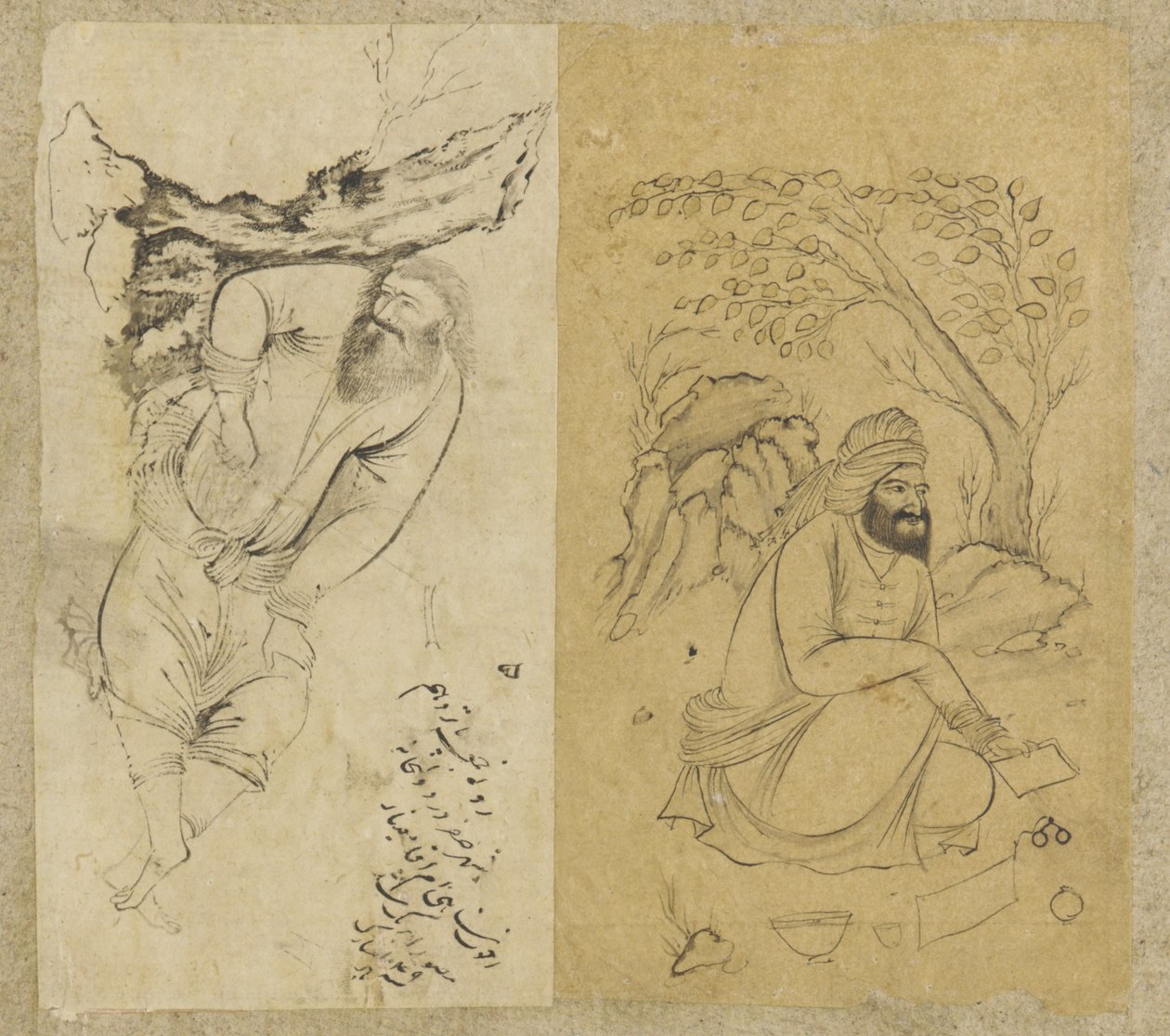 Ruhender Mann, Isfahan, Safawiden-Dynastie, 1639 von Persian School