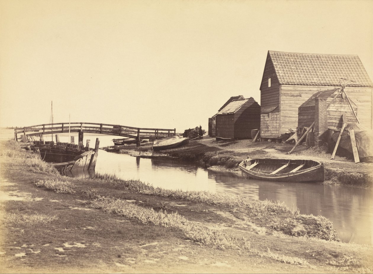 Gezeitenbach und alte Lagerhäuser südlich von Southwold, Suffolk von Peter Henry Emerson