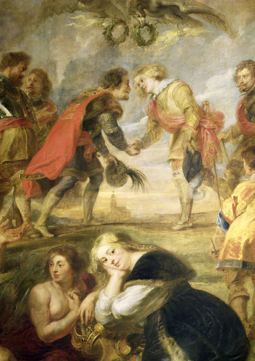 Das Treffen von Ferdinand II. und seinem Sohn dem Kardinalinfanten Ferdinand vor der Schlacht von Nördlingen, 1634-35 von Peter Paul Rubens