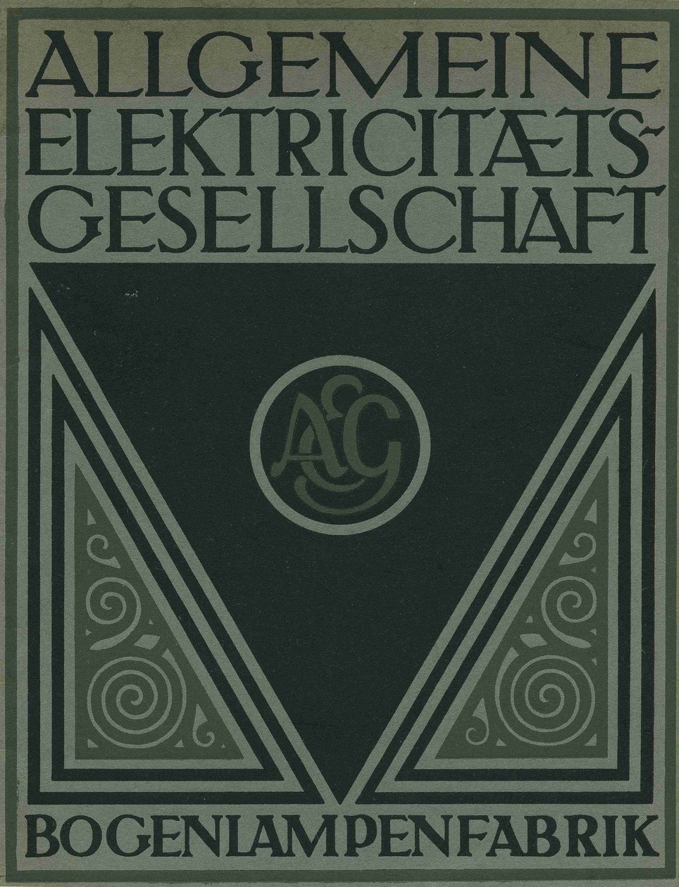 Titelseite einer AEG-Produktbroschüre von Peter Behrens