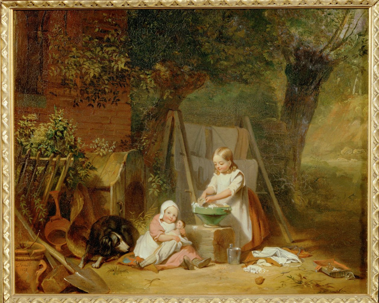 Die Puppenwäsche im Garten von Peter Fendi