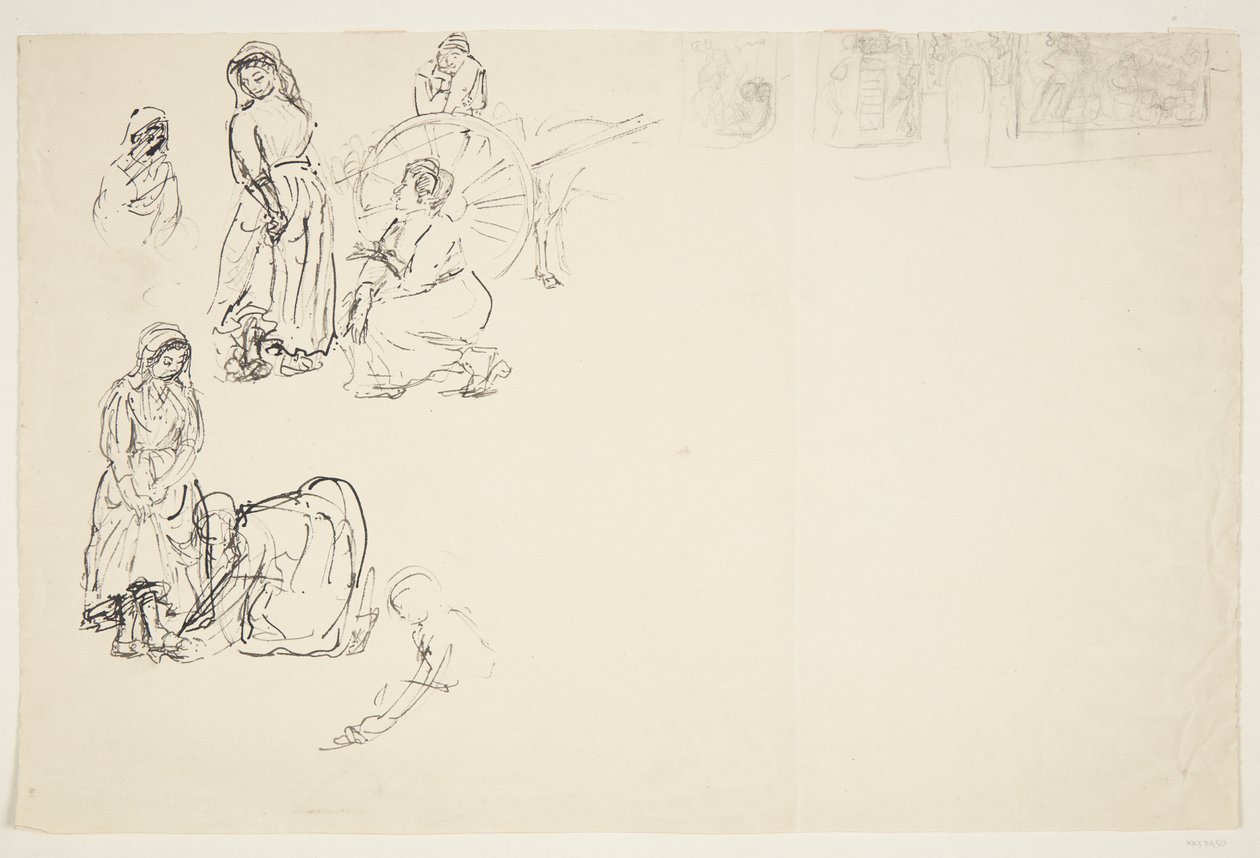 Blatt mit Studien von einem italienischen Markt von Peter Hansen