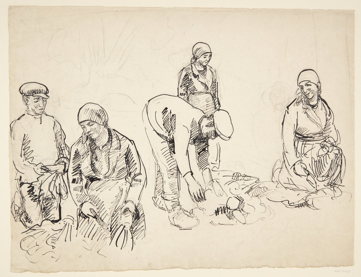 Rübenpflücker. Studienblatt von Peter Hansen