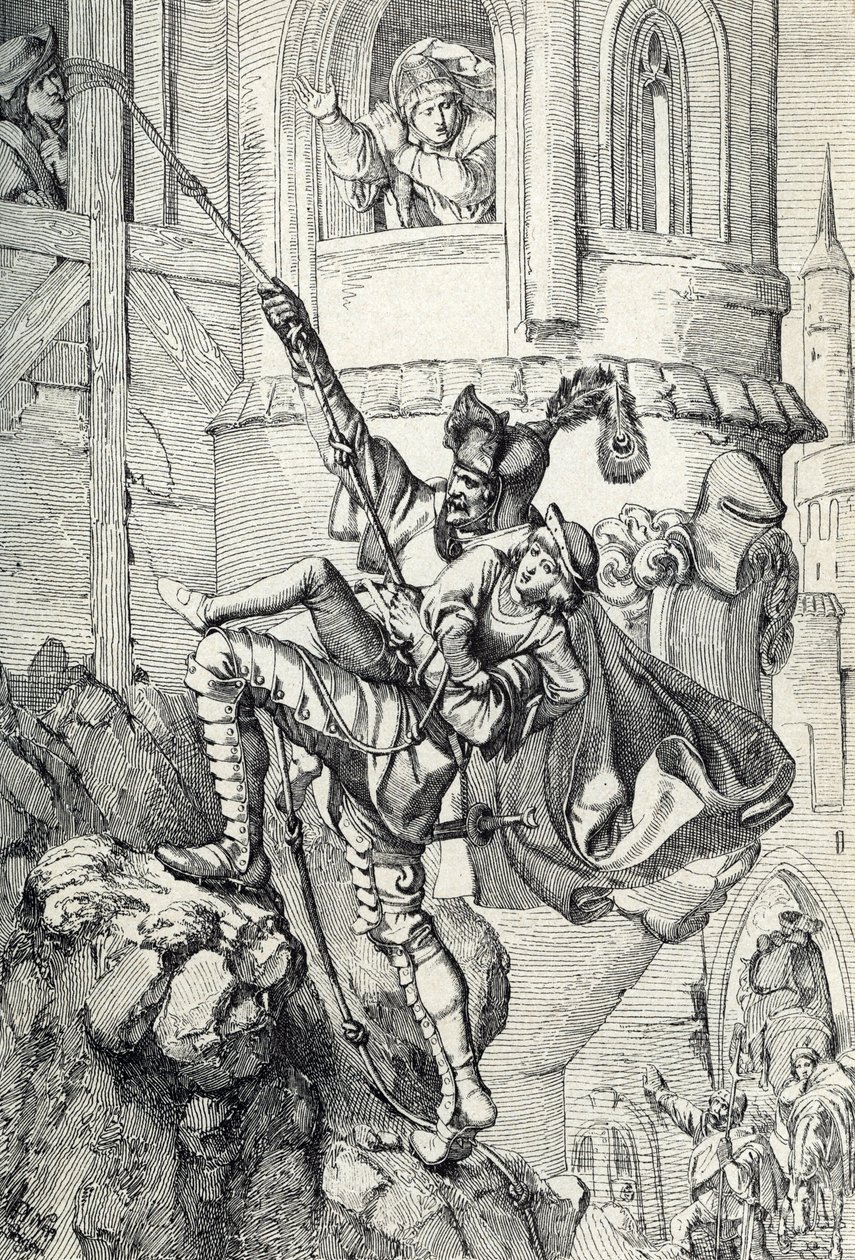 Prinzenraub: Entführung der Prinzen Ernst und Albrecht, Söhne von Friedrich II. von Sachsen, im Juli 1455 durch den Ritter Kunz von Kaufungen von Peter Johann Nepomuck Geiger
