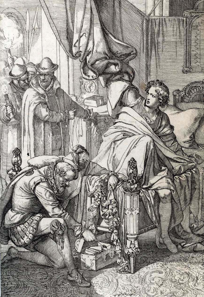 Die Verhaftung von Karl von Österreich (1545-1568) (Don Carlos) durch die Männer seines Vaters Philipp II. von Spanien im Jahr 1568 von Peter Johann Nepomuck Geiger