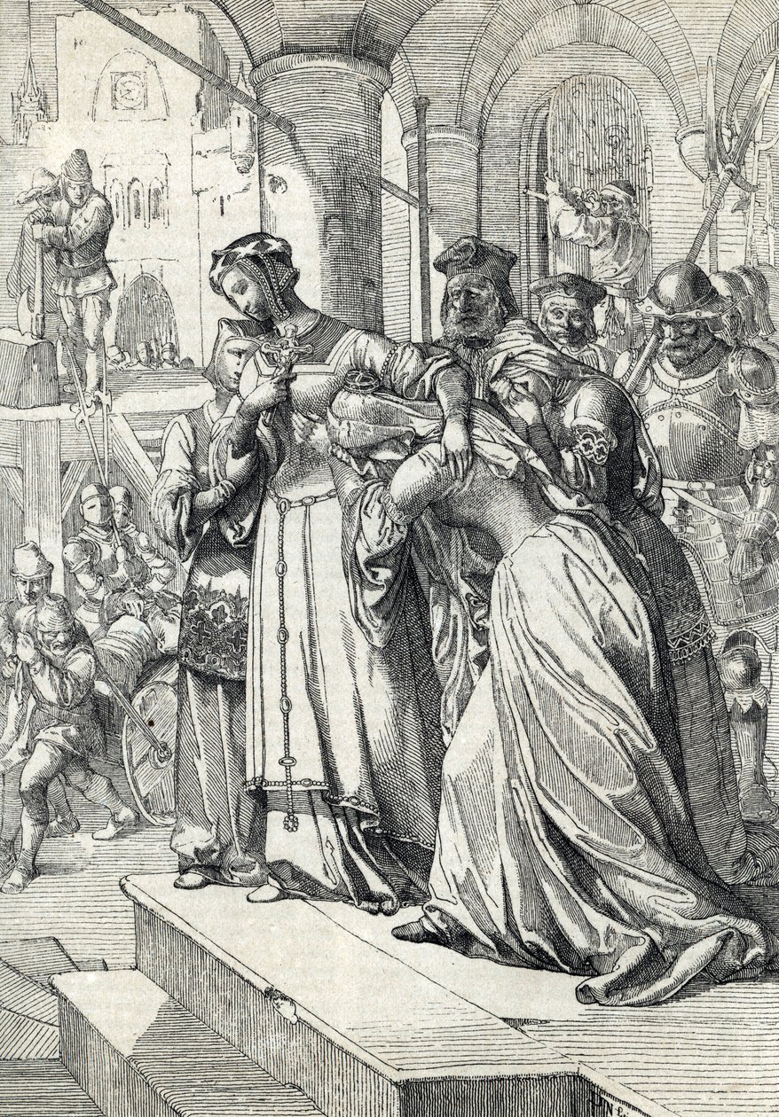Die Hinrichtung von Lady Jane Grey (1537-1554) (Federzeichnung aus Anton Zieglers „Historische Memorabilien des In- und Auslandes“) von Peter Johann Nepomuck Geiger