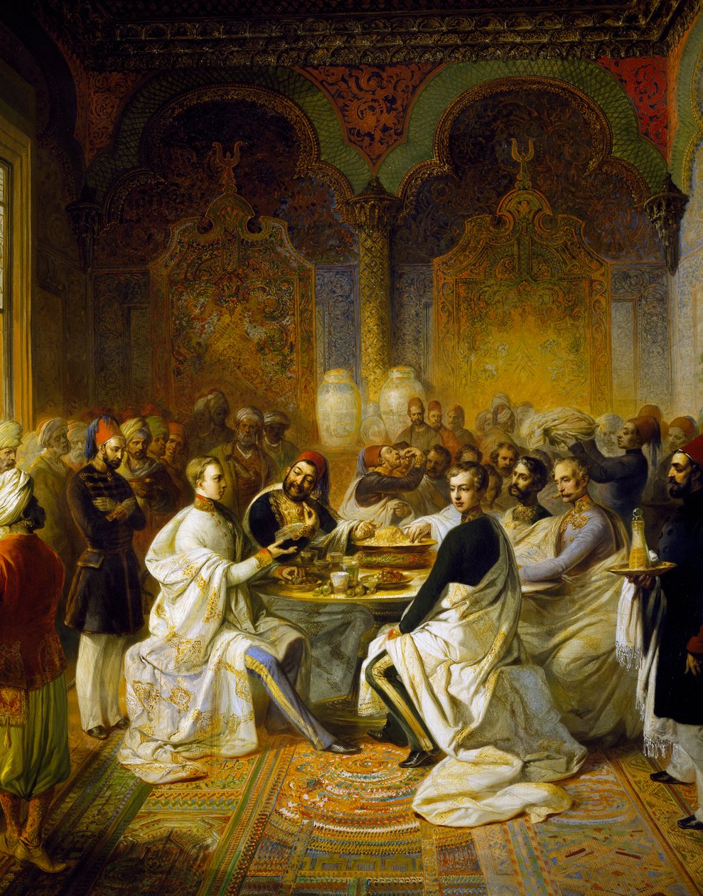 Maximilian von Habsburg und sein Bruder Carlo Ludovico als Gäste bei einem Bankett in Smyrna von Halim Pascha von Peter Johann Nepomuk Geiger