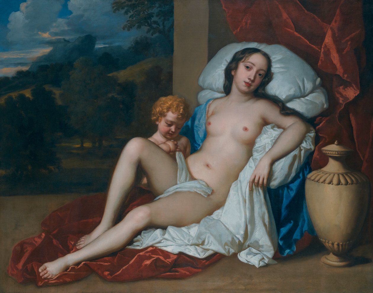 Porträt einer jungen Frau (entweder Barbara Villiers oder Nell Gwyn) und Kind als Venus und Amor von Peter Lely