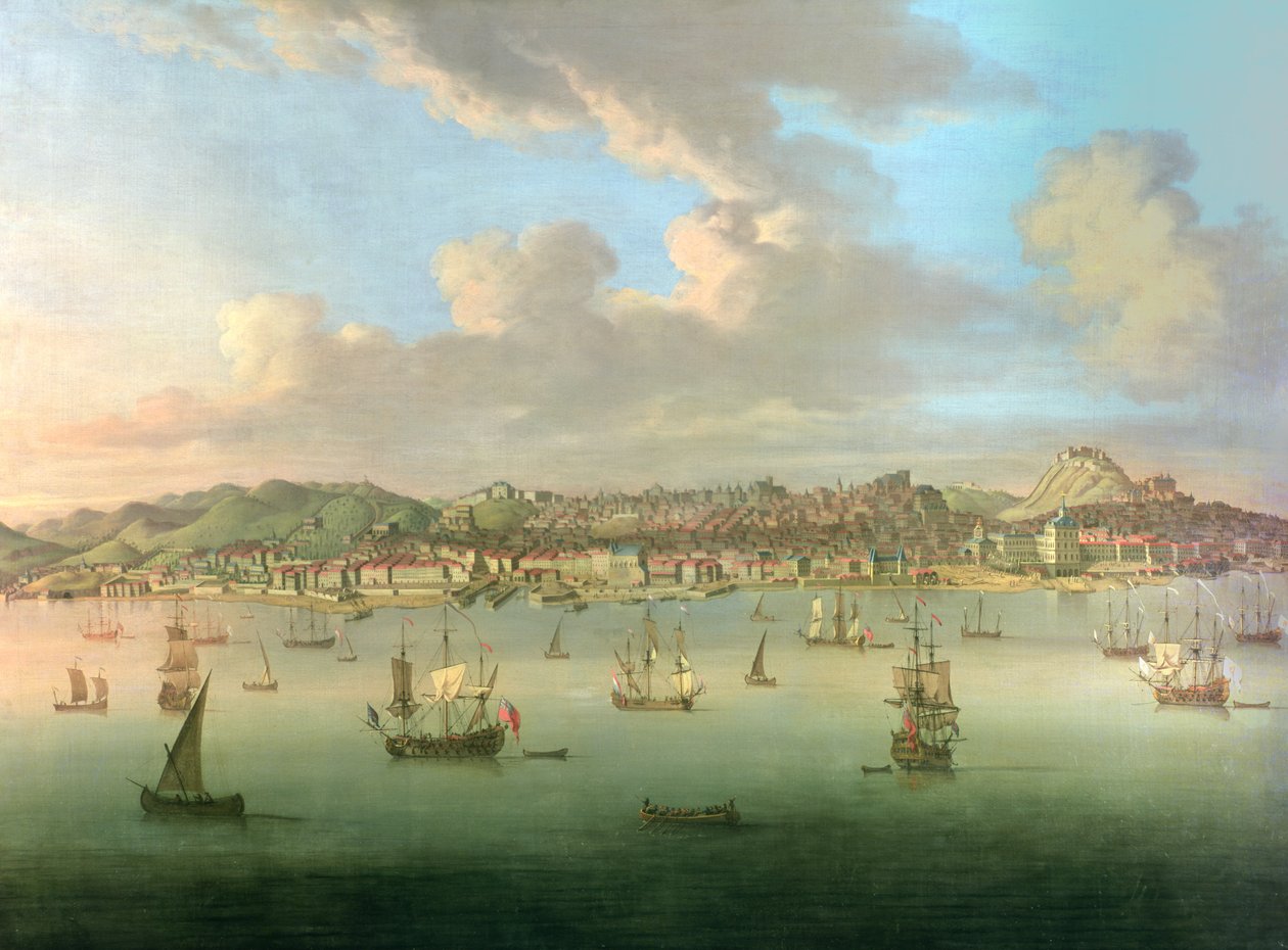 Die britische Flotte segelt in den Hafen von Lissabon, 1735 von Peter Monamy