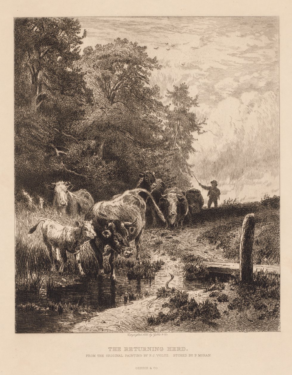 Die zurückkehrende Herde, ca. 1885 von Peter Moran