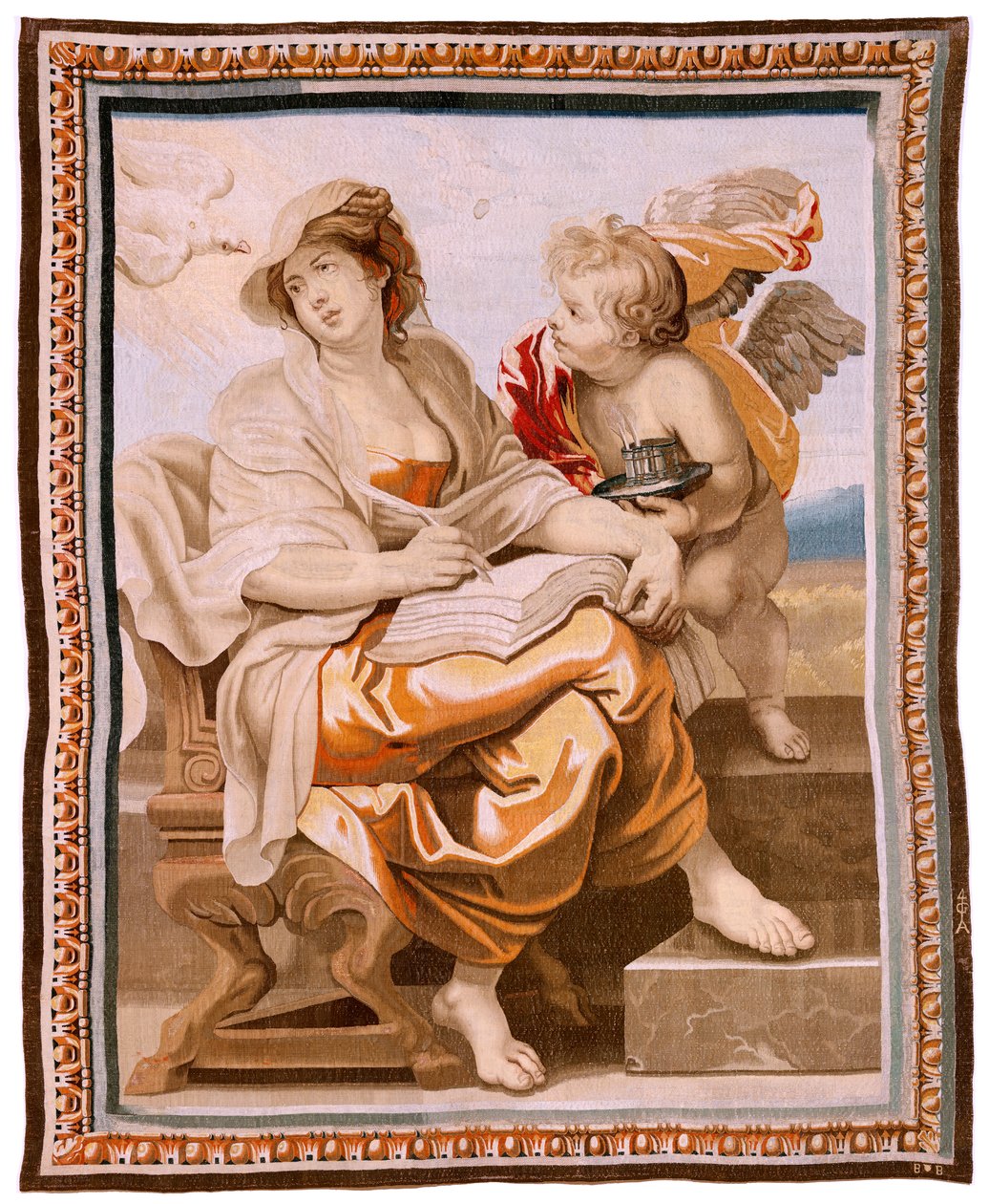Flämischer Wandteppich. Serie Der Triumph der Eucharistie. Weisheit inspiriert durch den Heiligen Geist. Neunzehnter Wandteppich der Serie. Modell Peter Paul Rubens. 1626-1628. Herstellung Jacob II Geubels, Brüssel von Peter Paul (after) Rubens