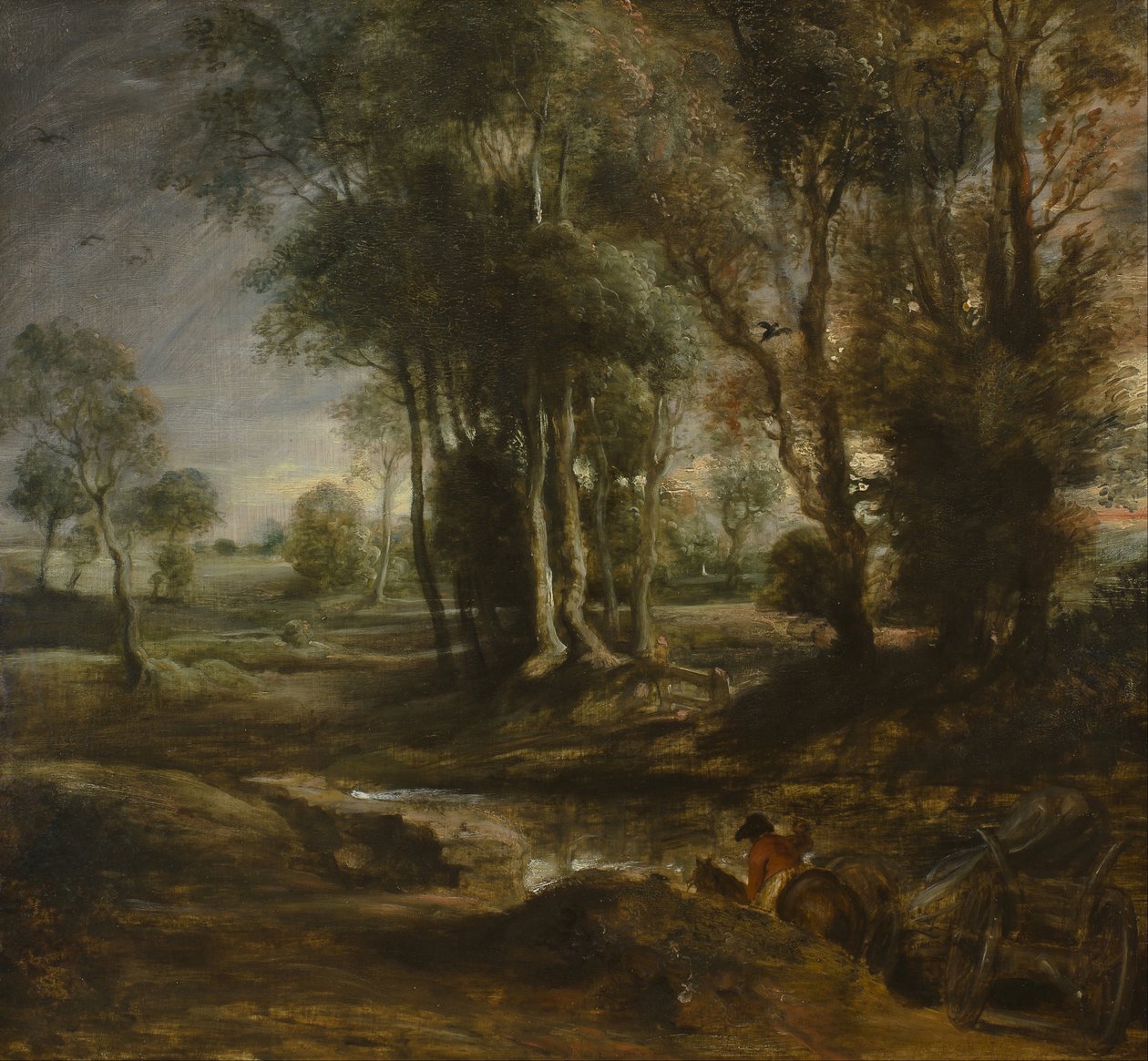 Abendlandschaft mit Bauernwagen von Peter Paul Rubens