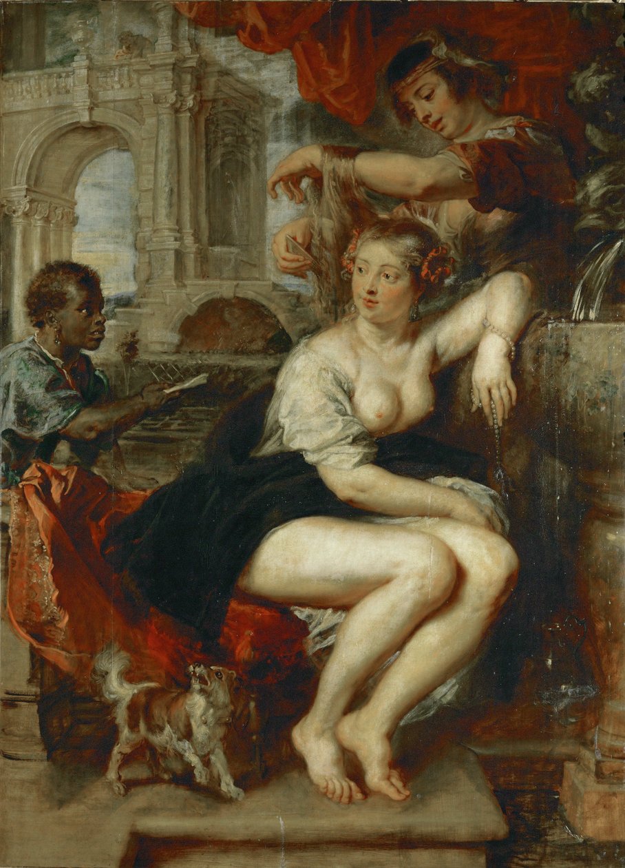Bathseba am Brunnen, ein Junge bringt König Davids Brief von Peter Paul Rubens