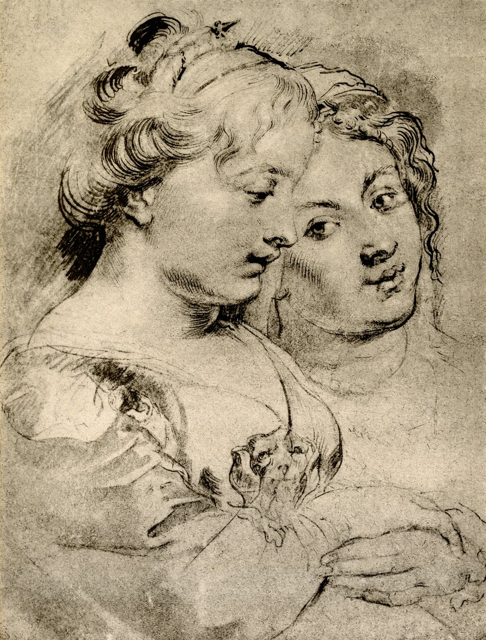 Detailstudie von zwei Mädchen von Peter Paul Rubens