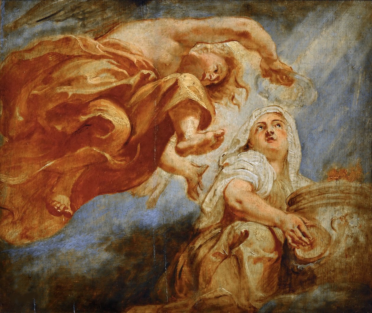 Genius krönt die Religion. Skizze für die Apotheose von König James I von Peter Paul Rubens