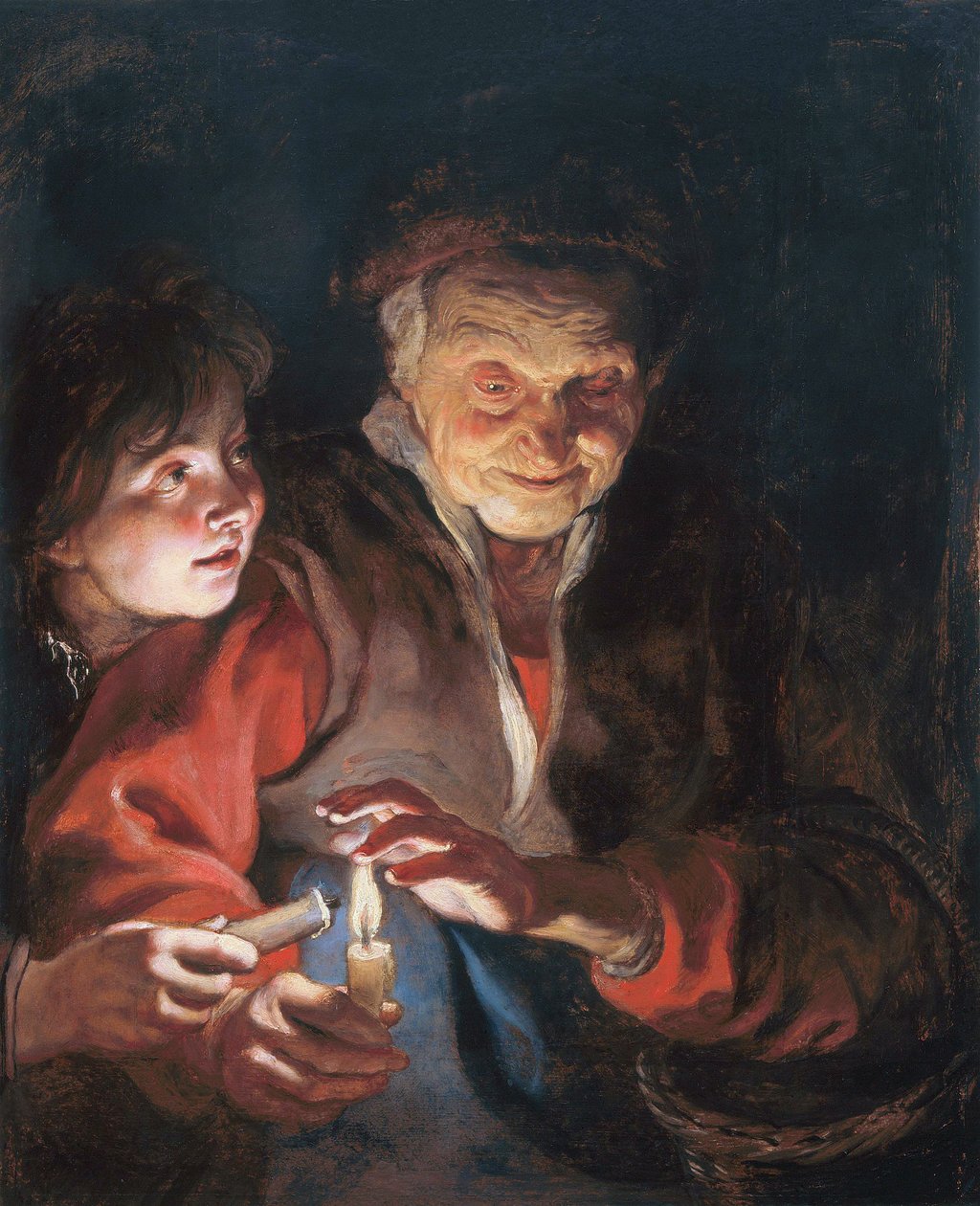 Alte Frau und Junge mit Kerzen von Peter Paul Rubens