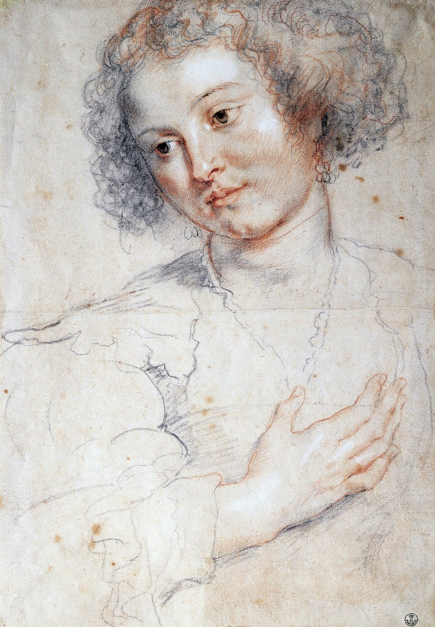 Porträt einer Frau (Studie für ein Porträt der Heiligen Apollonia) (Zeichnung) von Peter Paul Rubens