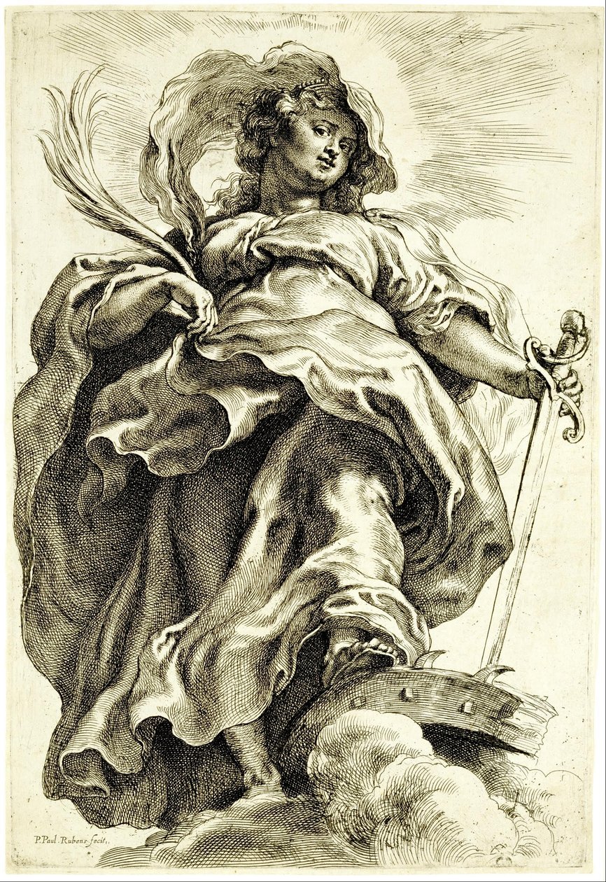 Die heilige Katharina von Alexandrien in den Wolken von Peter Paul Rubens