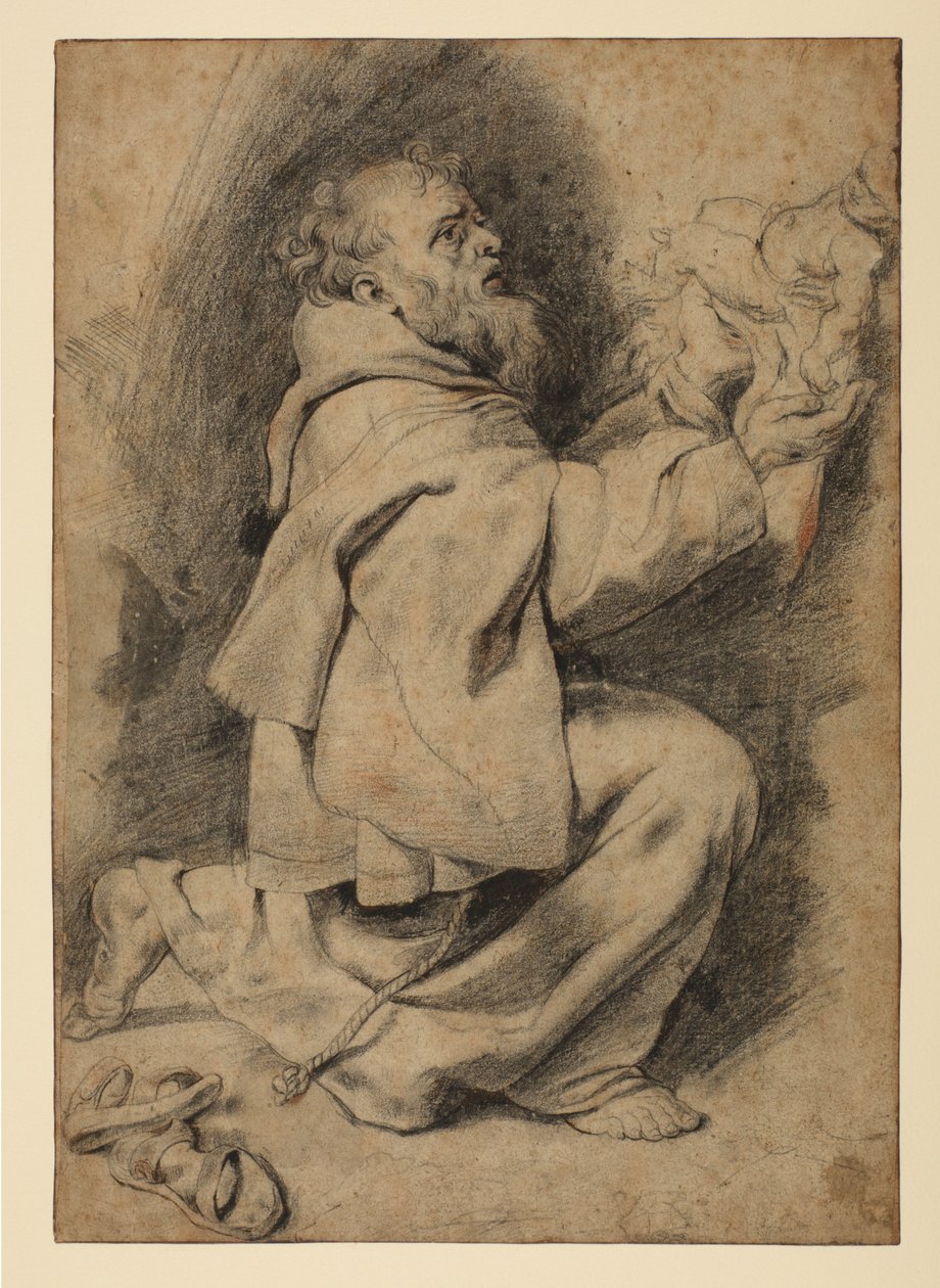 Der heilige Franziskus kniend, das Christkind empfangend, ca. 1617 von Peter Paul Rubens