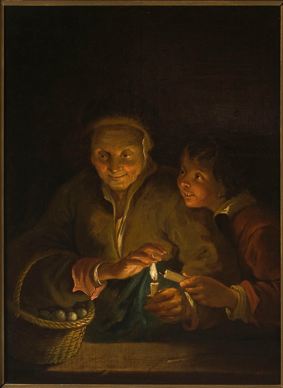 Alte Frau und Junge mit Kerze von Peter Paul Rubens