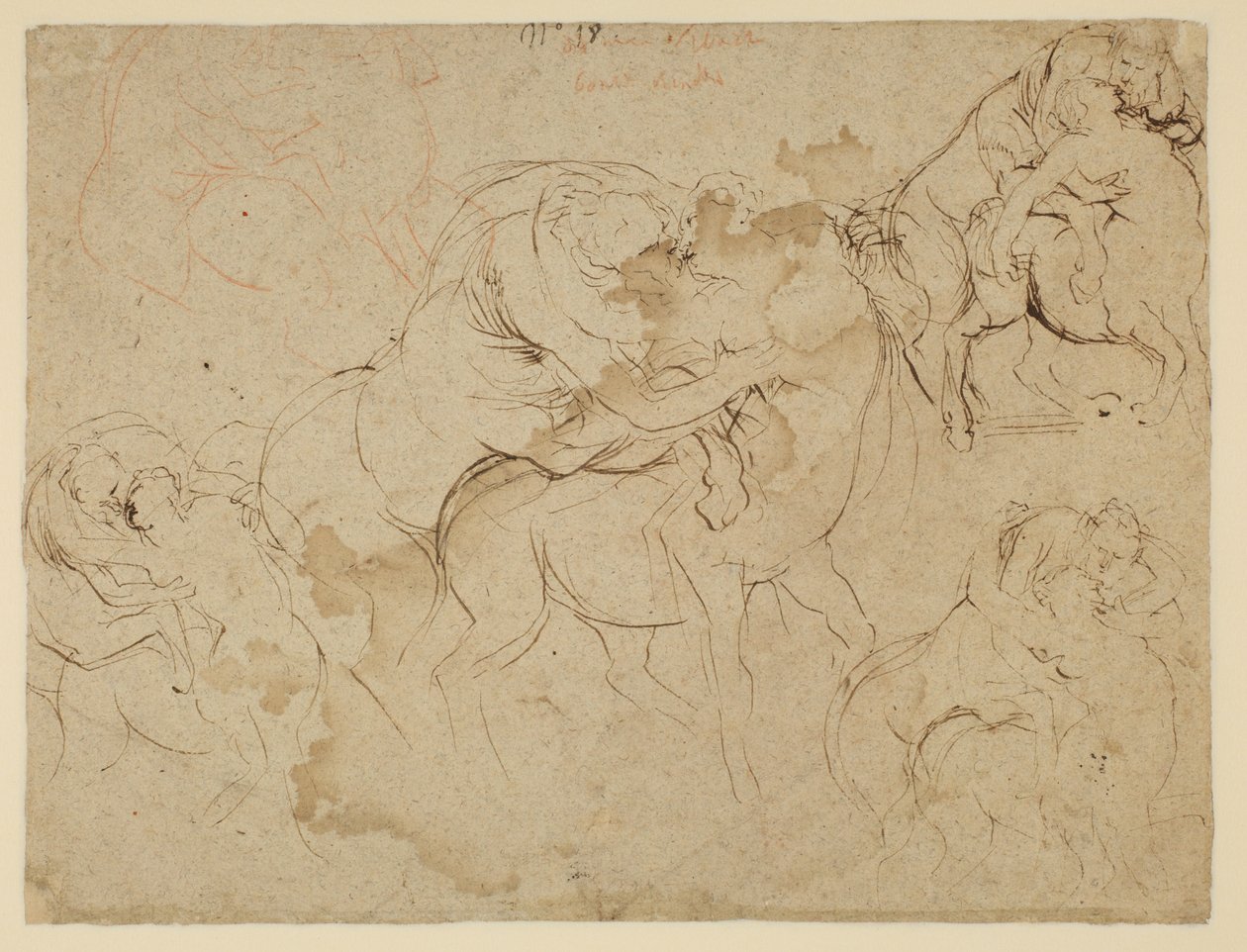 Studie männlicher Figuren und weiblicher Zentauren (Centaurides) (verso) von Peter Paul Rubens