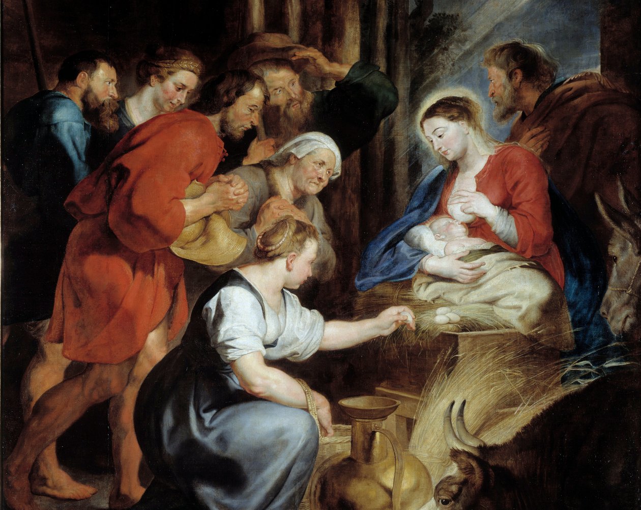Die Anbetung der Hirten (Detail). Gemälde von Pierre Paul Rubens (1577-1640) 17. Jahrhundert. Maße 3,4x2,48 m. Rouen, Musée des Beaux-Arts von Peter Paul Rubens