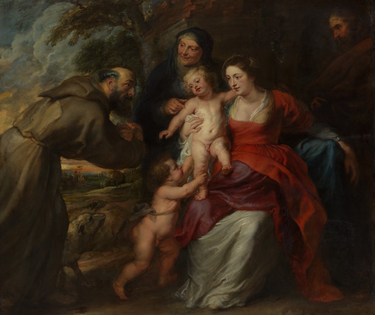 Die Heilige Familie mit den Heiligen Franziskus und Anna und dem kleinen Johannes dem Täufer von Peter Paul Rubens